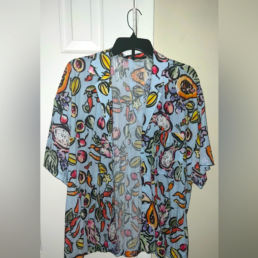 Zara medium printed button up shirt